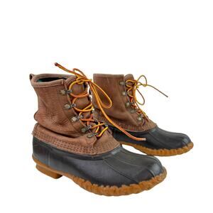 Vintage LL BEAN 'BEAN BOOTS' Leather Duck 5 eye Mid Rain Sz 7 USA MADE